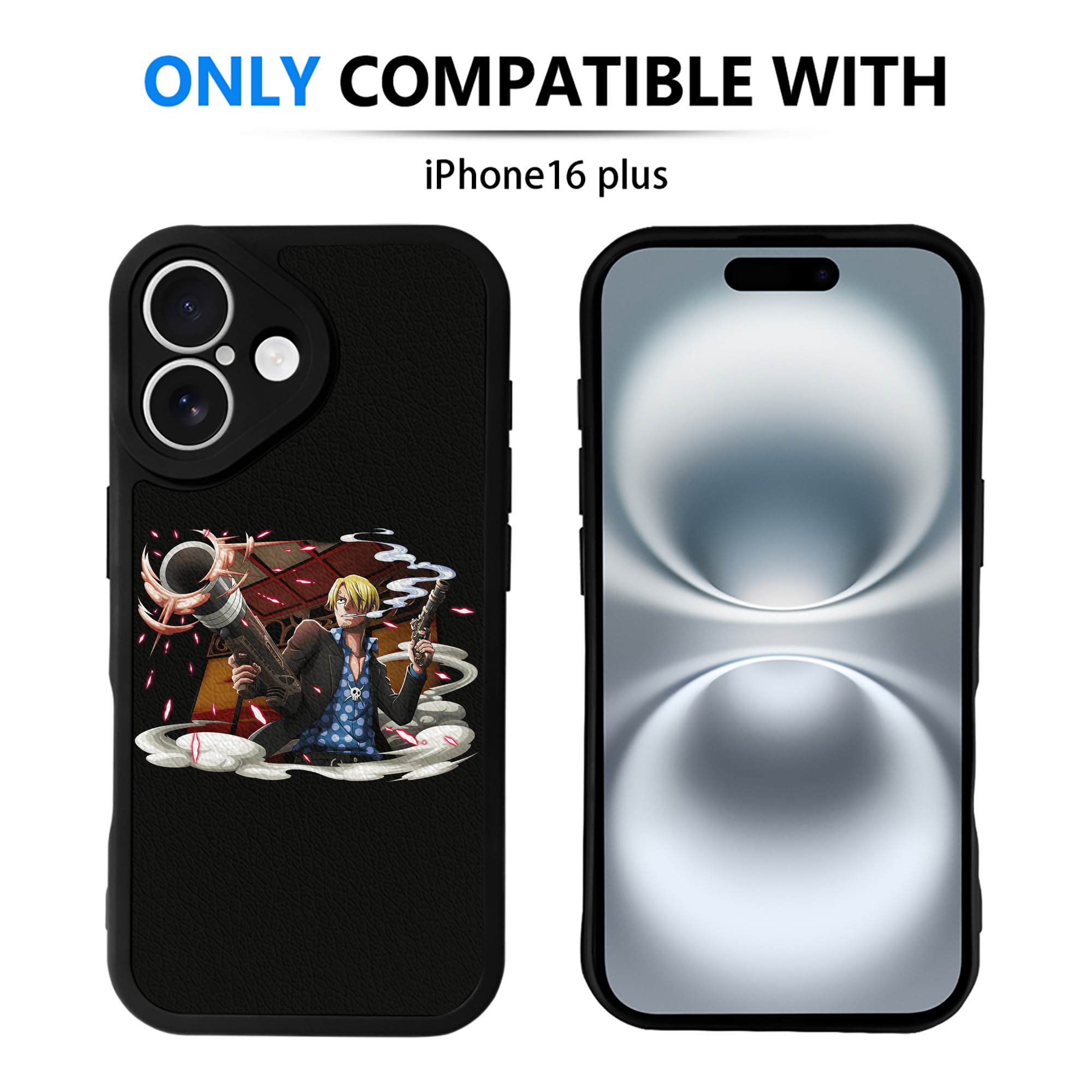 （画像用） ワンピース サンジ ONE PIECE Sanji 【iPhone 16シリーズ対応】シリコンスマホケース（レザー調） 材質：シリコン